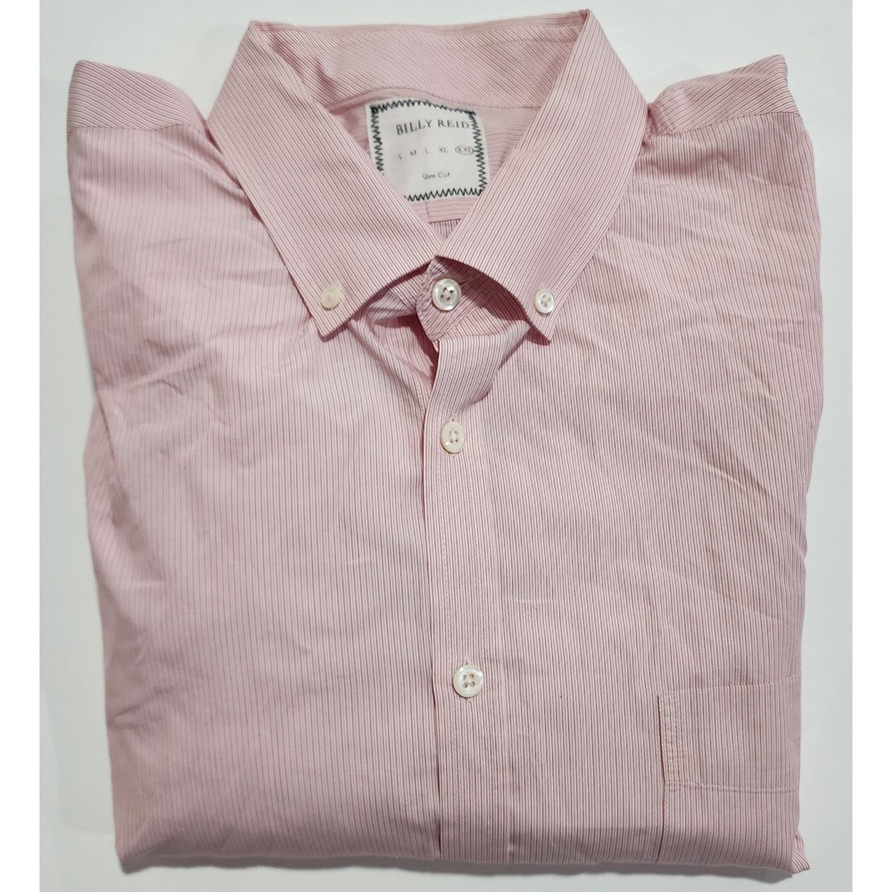 Billy Reid Men's Pink Stripe Slim Cut Long Sleeve Button Up Shirt Size XXL